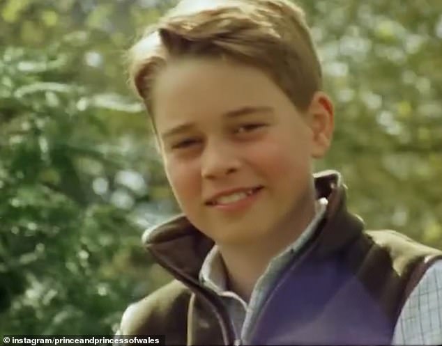 Looking as angelic as ever, George, who was born on July 22, 2013 at St Mary's Hospital in Paddington, London , was all smiles as he posed for the picture in the British countryside
