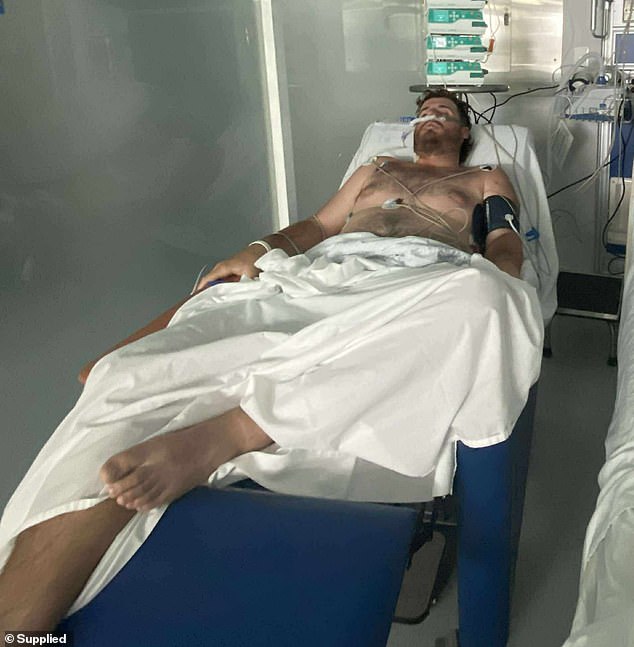 The couple were holidaying in Playa del Carmen, Mexico, when Mr McCann (pictured in an intensive care unit) suddenly began experiencing intense abdominal pain