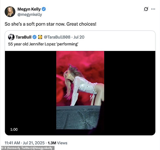 In a post to X (formerly Twitter), Megyn Kelly shared a video of the songstress running through multiple mock sex positions with her male backup dancers as the political commentator expressed her disgust