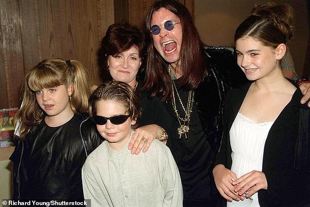 The Black Sabbath frontman passed away 'surrounded by love', with children Jack, Kelly, Aimee, and Louis mentioned in the statement (Ozzy, Sharon, and children Jack, Aimee and Kelly pictured in 1997)