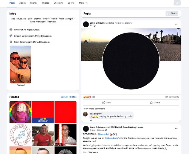 Ozzy and Thelma Riley's son Louis, who was mentioned in the statement despite his siblings being left off, changed his Facebook profile picture to black following the news