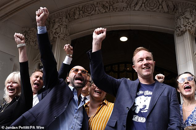 Carlo Palombo and Tom Hayes after their conviction was overturned at court in London today