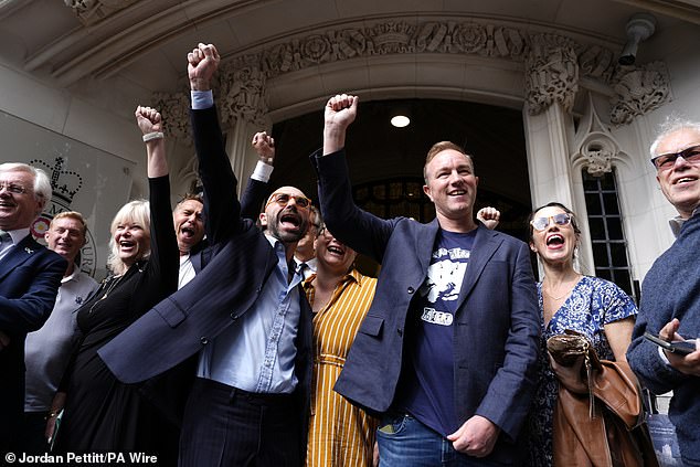 Carlo Palombo and Tom Hayes after their conviction was overturned at court in London today