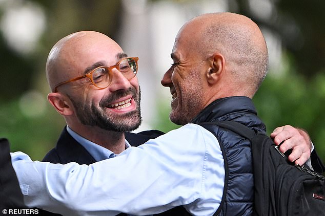 Carlo Palombo (left), ex-vice president of euro rates at Barclays, at the Supreme Court today