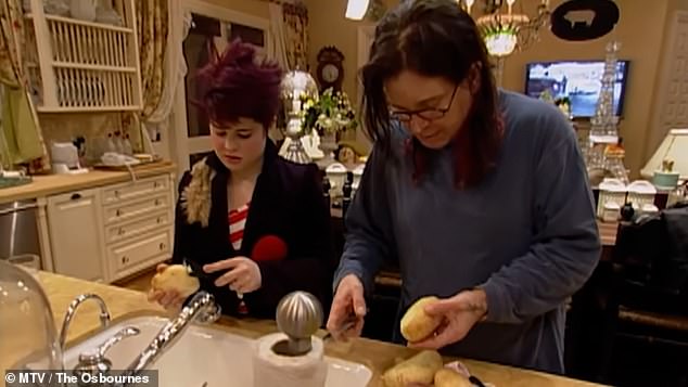 Viewers lapped up the drama - and loved seeing Ozzy doing day-to-day tasks like peeling potatoes with his daughter, Kelly (pictured)