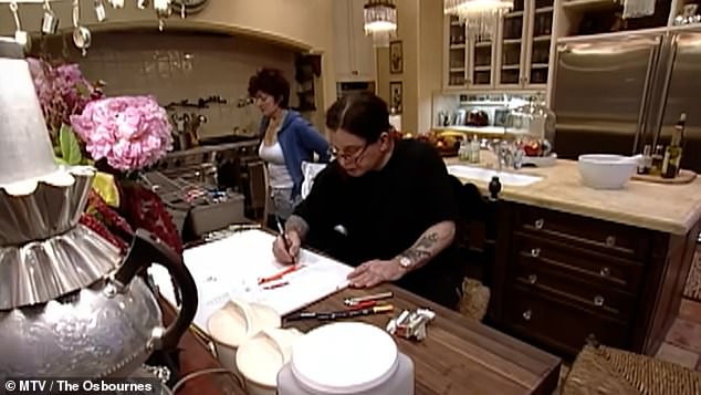 Pictured are Ozzy and Sharon in the kitchen during their show on MTV