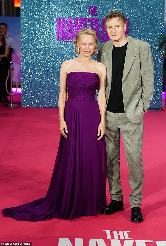 The pair couldn¿t keep their hands off each other during the red carpet premiere of their new film, The Naked Gun, in London on Tuesday
