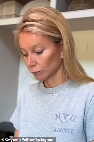 In the video, which the actress said was her take on Korean steak and eggs, Paltrow prepared and cooked the meal, heavily pouting as she did so