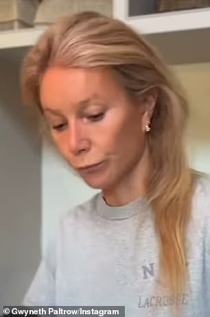In the video, which the actress said was her take on Korean steak and eggs, Paltrow prepared and cooked the meal, pouting as she did so