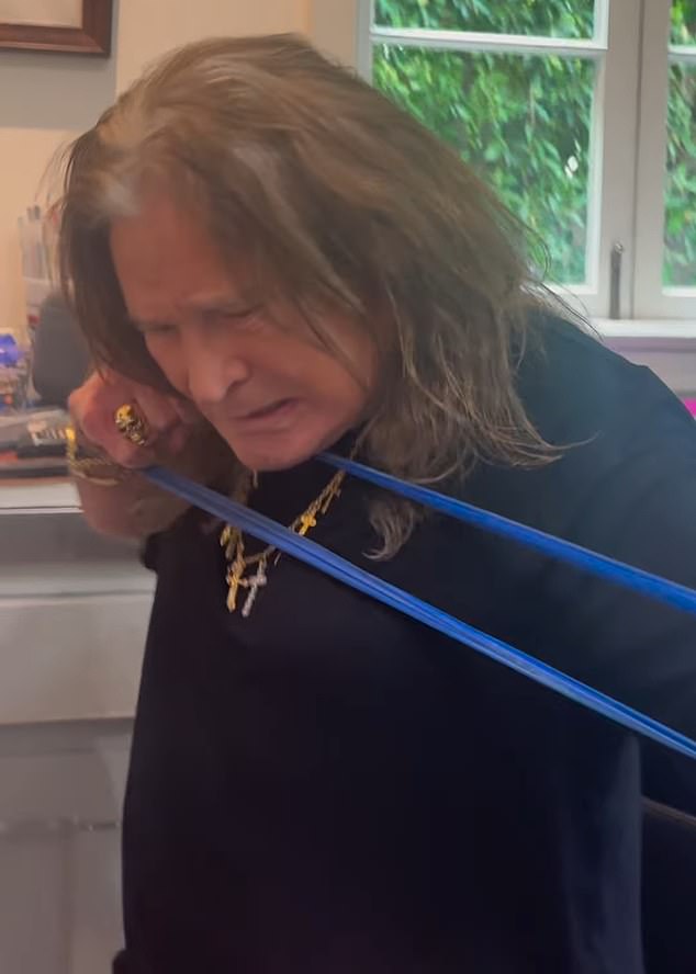 Ozzy had previously been filmed in October 2024 'training' for a marathon autograph session at the Son of Monsterpalooza horror convention in Los Angeles, stretching a resistance band