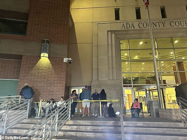 An argument broke out in the line outside the Idaho courthouse as people were accused of cutting in line ahead of the sentencing hearing