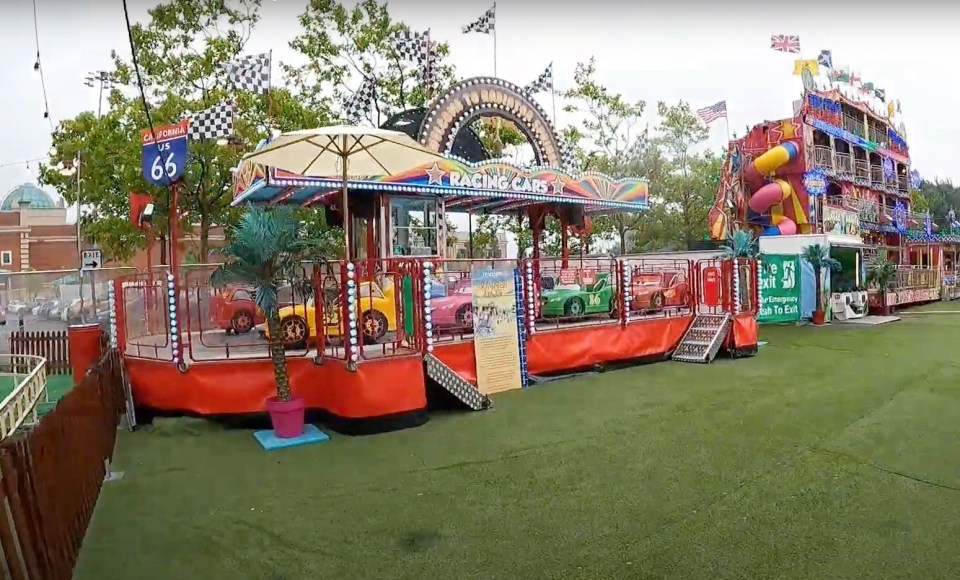 Funfair ride with racing cars.