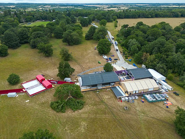 The couple have set up a special stage at the end of the construction, its believed it will host Sir Elton John