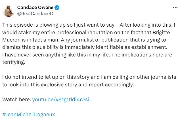 The claims were aired on social media before Ms Macron took legal action
