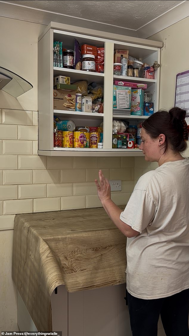 Using a wood-toned vinyl helped brighten up the room and was surprisingly easy to use on clear counter tops, Natalie said