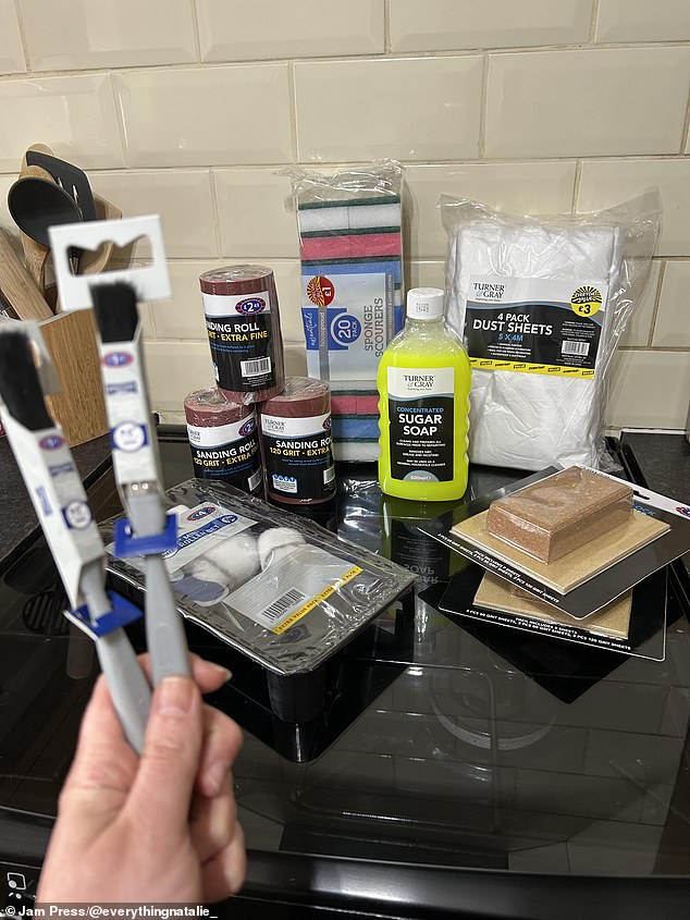 'We got all our painting supplies from B&M to keep the costs down and budget-friendly - they sell such an amazing range of painting and decorating tools to help with projects like this,' Natalie said