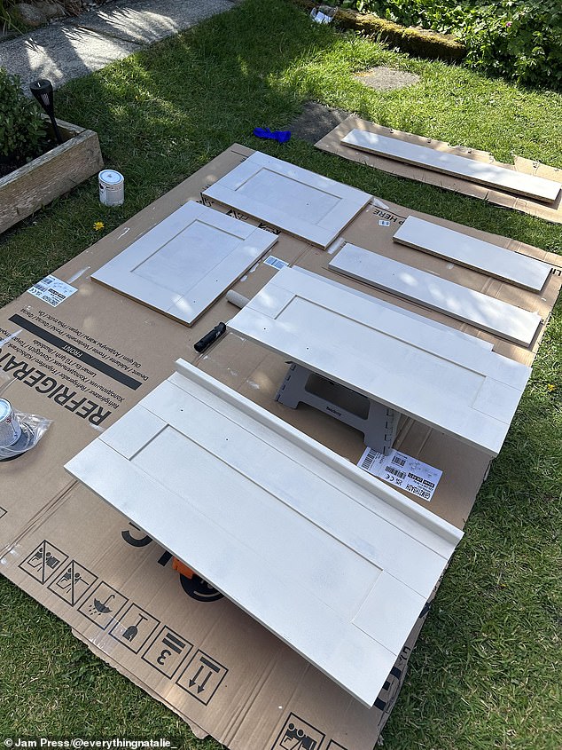 The only mistake Natalie made was spilling paint on the hob so taking the doors outside helped keep the spillages and paint marks to a minimum