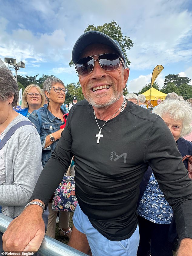 Phil had waited at the front of the crowd at the Sandringham Flower Show to show the Queen