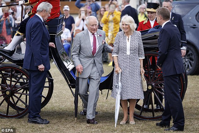 Their Majesties arrived in Queen Victoria's Victoria - a special doorless carriage