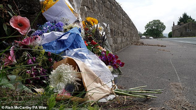 Flowers and tributes have been left close to where he was struck, including a Sheffield Wednesday flag and scarf - the football team he followed