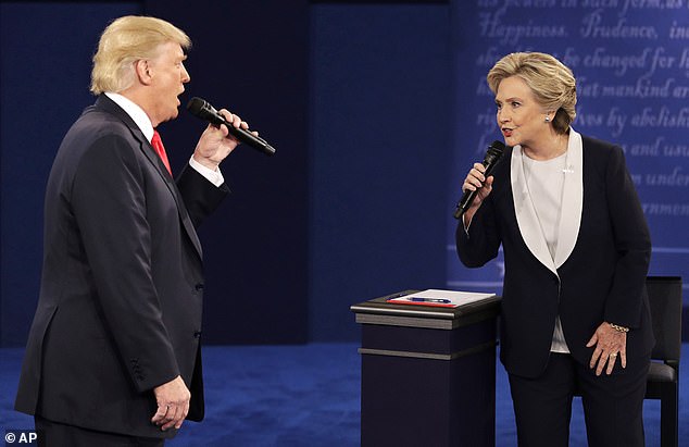 Donald Trump and Hillary Clinton in their October 2016 presidential debate