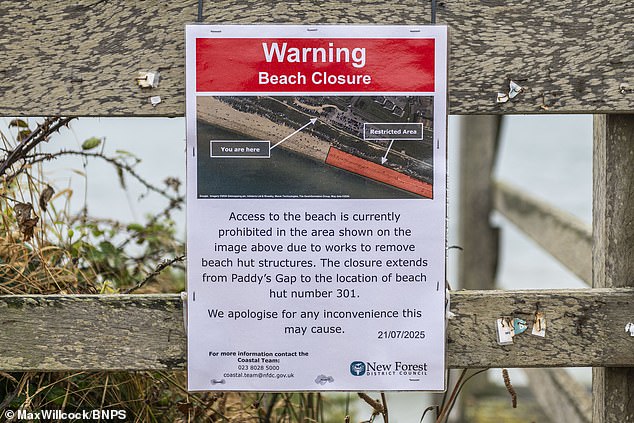 Paul Major, of the New Forest Beach Hut Owner's Association, said: 'Having been in that situation, it is a massive loss, some owners have had their huts through the generations