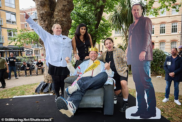 With a crown perched on his head and a ribbon tied around his torso, he posed for a photo alongside judges Ryan and Harriet and, of course, a cut out of Danny himself