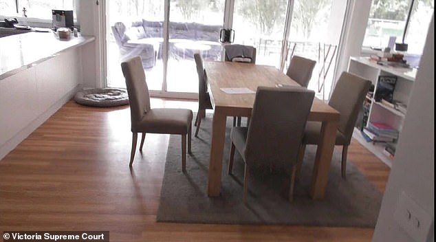 The dining table where Patterson killed her lunch guests