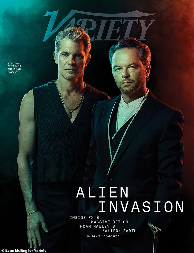 Chandler's co-star Timothy Olyphant and the show's creator Noah Hawley were left to do the cover without her after she pulled out of the shoot