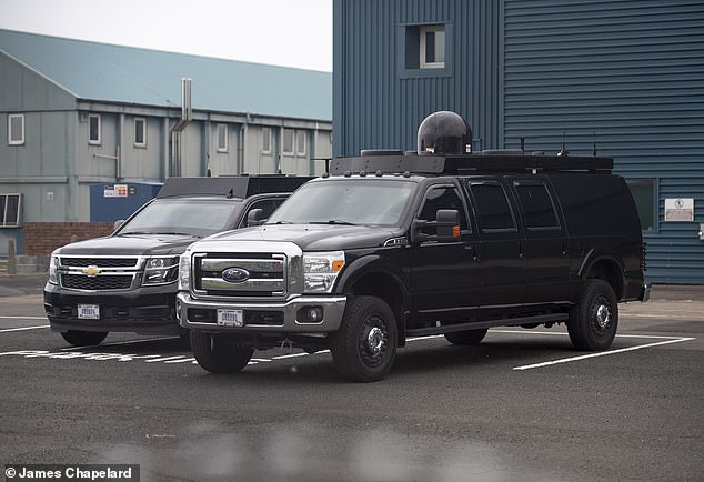 Part of the Presidential motorcade was delivered to Prestwick Airport in huge C17 Globemaster US Air Force jets