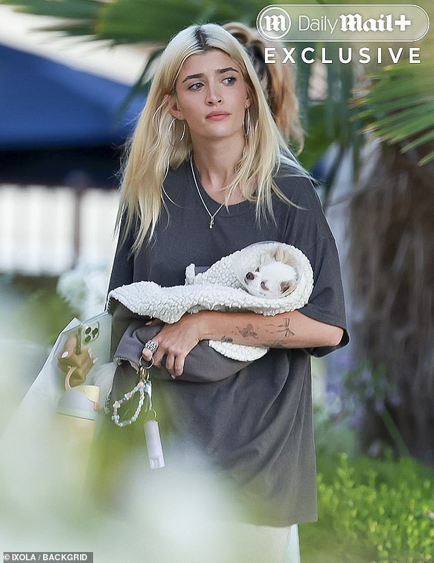 Richards' daughter Sami Sheen was seen carrying her dog during the day