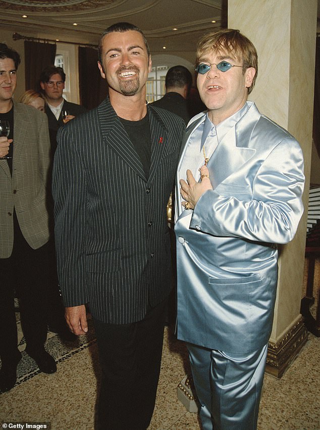 Elton previously opened up about how he tried to help George Michael many times during his battle with drug addiction, earning a tepid reaction from the 80s legend (pictured in 1995)