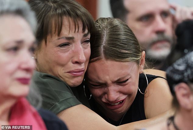 Dylan Mortensen, one of the surviving roommates, weeps at the sentencing