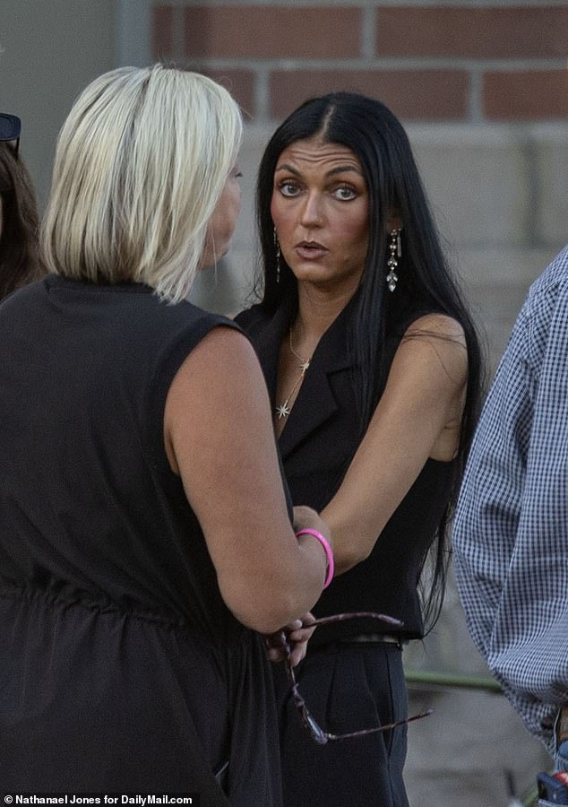 Goncalves' sister Alivea (pictured before the hearing) delivered a searing statement, demanding he explain himself and tearing him down as 'Stupid, dumb… weak, dirty'