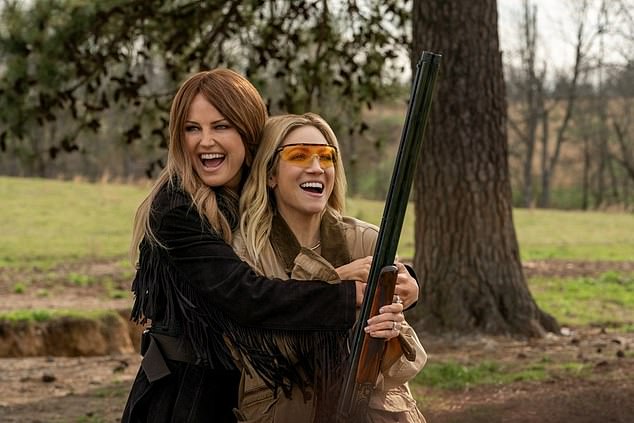 Like last year's surprise hit, The Hunting Wives is also adapted from a bestselling book and features several sex scenes that are guaranteed to set pulses racing - and probably best enjoyed alone. Pictured: Malin Ackerman and Brittany Snow (right) as Margo and Sophie in The Hunting Wives
