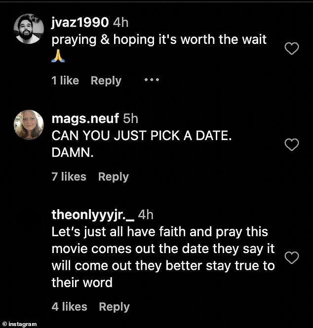 After news of the delay spread, Jackson's fans shared their outrage in the comments of a post sharing the Deadline article
