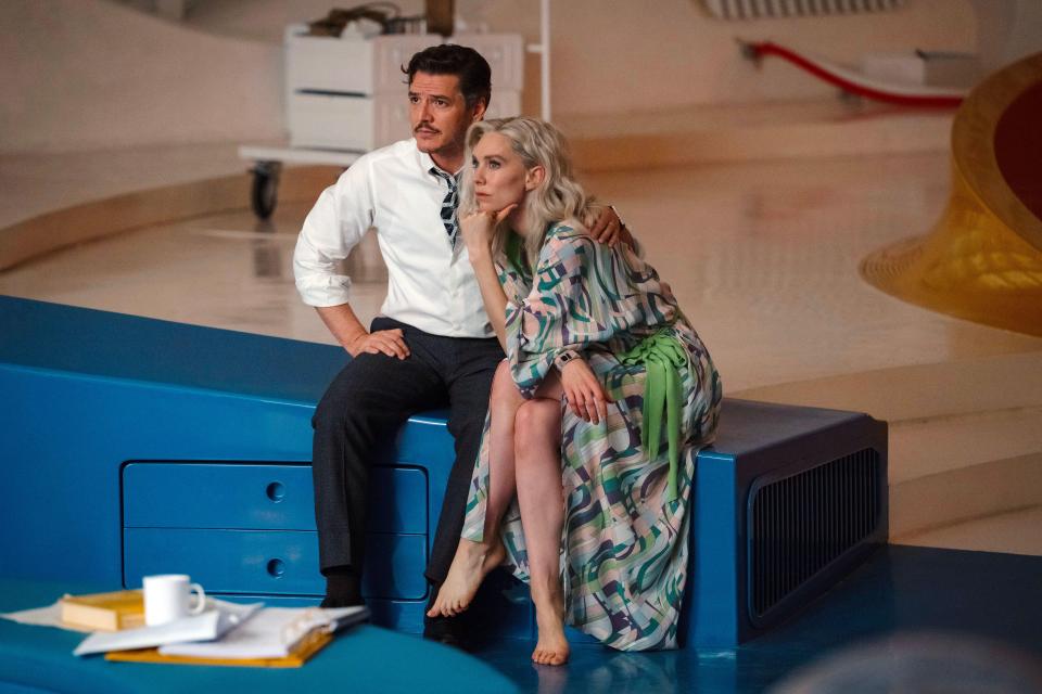 Vanessa Kirby and Pedro Pascal in a scene from *The Fantastic Four: First Steps*.