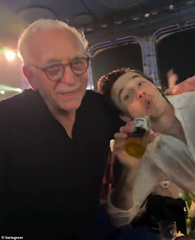Brooklyn pulled a string of animated faces for the camera while sipping on his beer