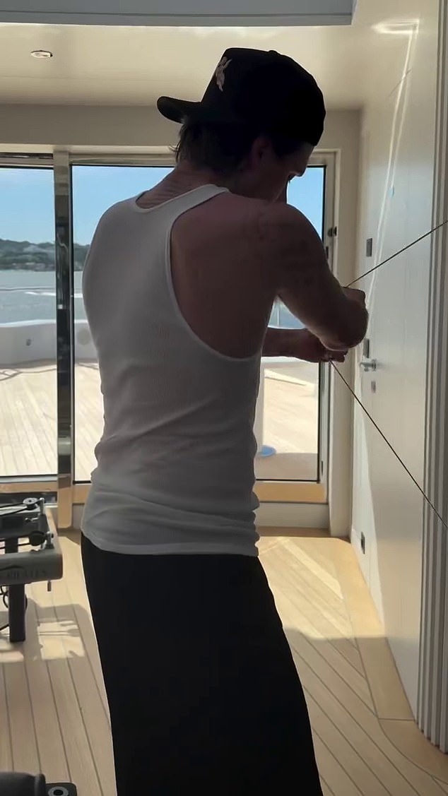 Brooklyn enjoyed a workout on the multi-million pound super Superyacht