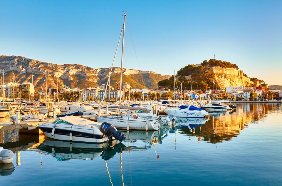 Boats in Denia harbor, Alicante, Spain.