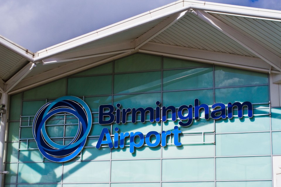 Birmingham Airport sign on terminal building.