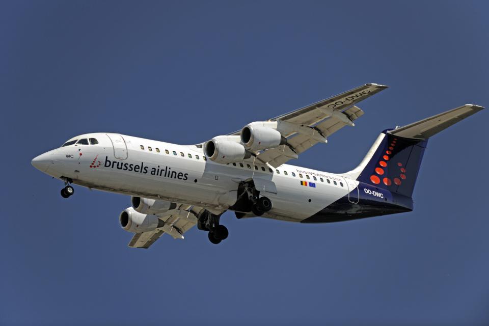 Brussels Airlines plane in flight.