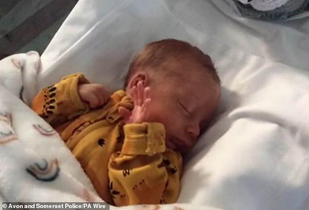 Daniel Gunter, 27, inflicted 'catastrophic injuries' to the head, neck, legs and jaw of newborn baby Brendon Staddon (pictured), jurors heard