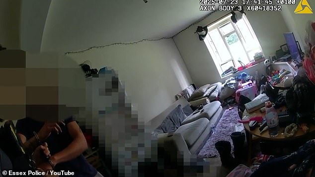 The man is told he is under arrest for section two violent disorder for an offence on July 17