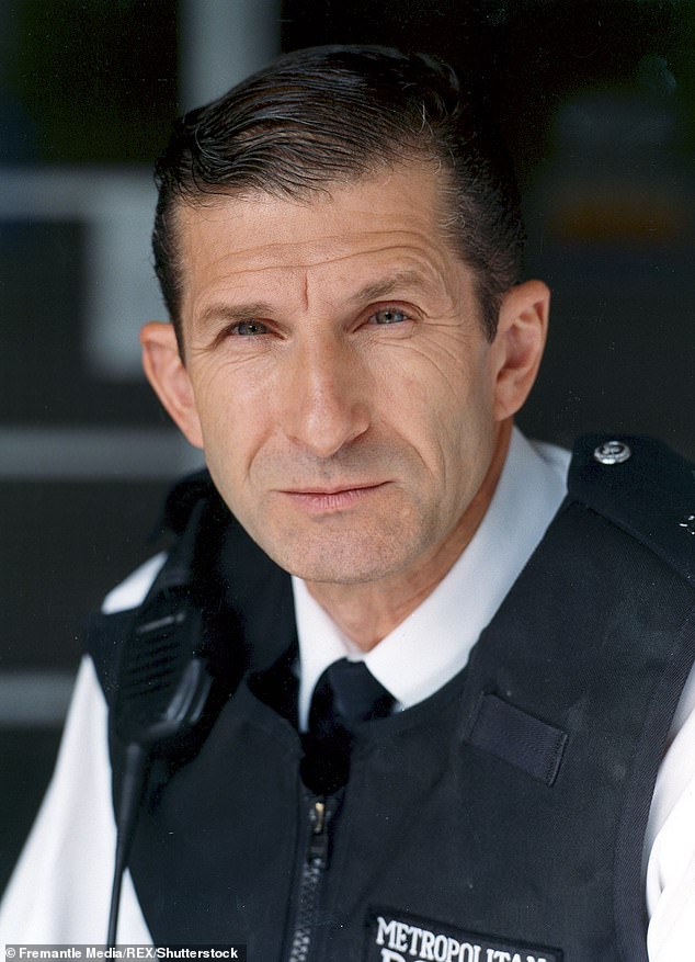 Mr Stewart, who starred in over 900 episodes of the hit ITV drama from its inception in 1984 until he left in 2008, proceeds to sprint across to assist police with the shoplifter, helping to sit on his legs as officers arrest him. Pictured: Mr Stewart as PC Reg Hollis in 'The Bill' in 2007