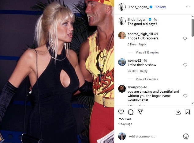 Just four days ago, Linda shared this image of herself and Hogan recalling 'The good old days'