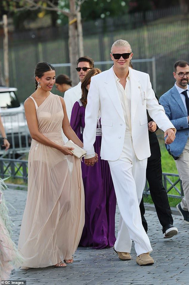 Haaland has been enjoying his time off during the off-season, with the star attending the event in Rome just days after the couple had been pictured on holiday in Ibiza