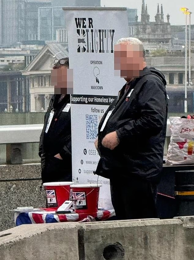 Fundraisers pictured last year. Mr Mills previously said: 'We R Blighty is still operating and assisting veterans regardless of any investigations that may or may not be taking place for whatever reasons'