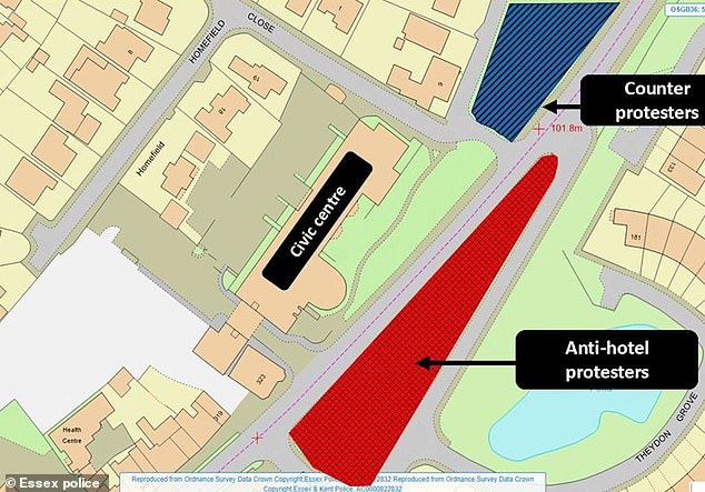 The march culminated outside the Civic Centre where the council meeting took place - where once again there were specific zones to separate the two sets of protesters