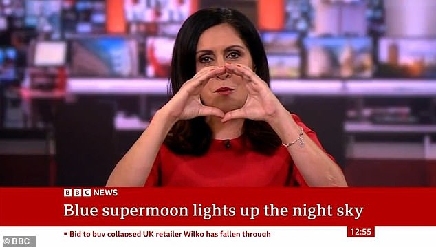 The presenter once apologised to viewers that she didn't have a photo of the super moon, and demonstrated it for them instead